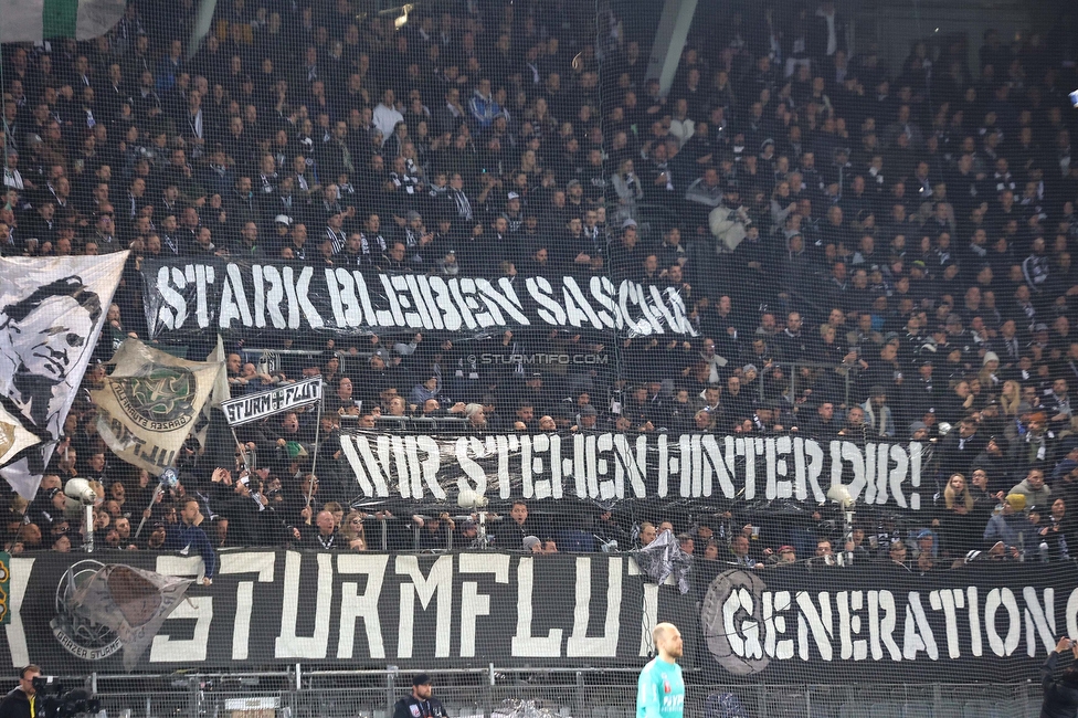 Sturm Graz - LASK
OEFB Cup, Halbfinale, SK Sturm Graz - LASK, Stadion Liebenau Graz, 06.04.2023. 

Foto zeigt Fans von Sturm mit einem Spruchband
Schlüsselwörter: generationchaos