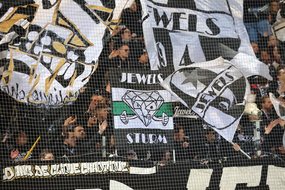 Sturm Graz - LASK
OEFB Cup, Halbfinale, SK Sturm Graz - LASK, Stadion Liebenau Graz, 06.04.2023. 

Foto zeigt Fans von Sturm
Schlüsselwörter: jewels