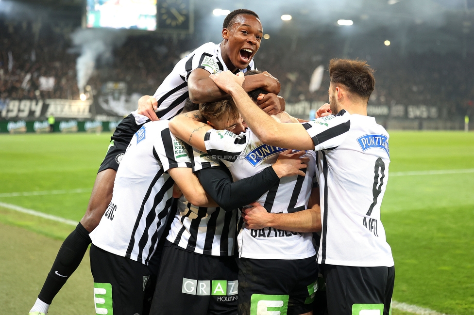 Sturm Graz - LASK
OEFB Cup, Halblfinale, SK Sturm Graz - LASK, Stadion Liebenau Graz, 06.04.2023. 

Foto zeigt Emanuel Emegha (Sturm), Tomi Horvat (Sturm), Jusuf Gazibegovic (Sturm) und Albian Ajeti (Sturm)
