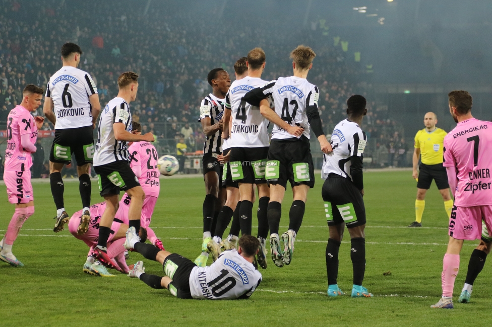 Sturm Graz - LASK
OEFB Cup, Halblfinale, SK Sturm Graz - LASK, Stadion Liebenau Graz, 06.04.2023. 

Foto zeigt Alexandar Borkovic (Sturm) , Alexander Prass (Sturm), Otar Kiteishvili (Sturm), Emanuel Emegha (Sturm), Jon Gorenc-Stankovic (Sturm), David Affengruber (Sturm) und Amadou Dante (Sturm)
