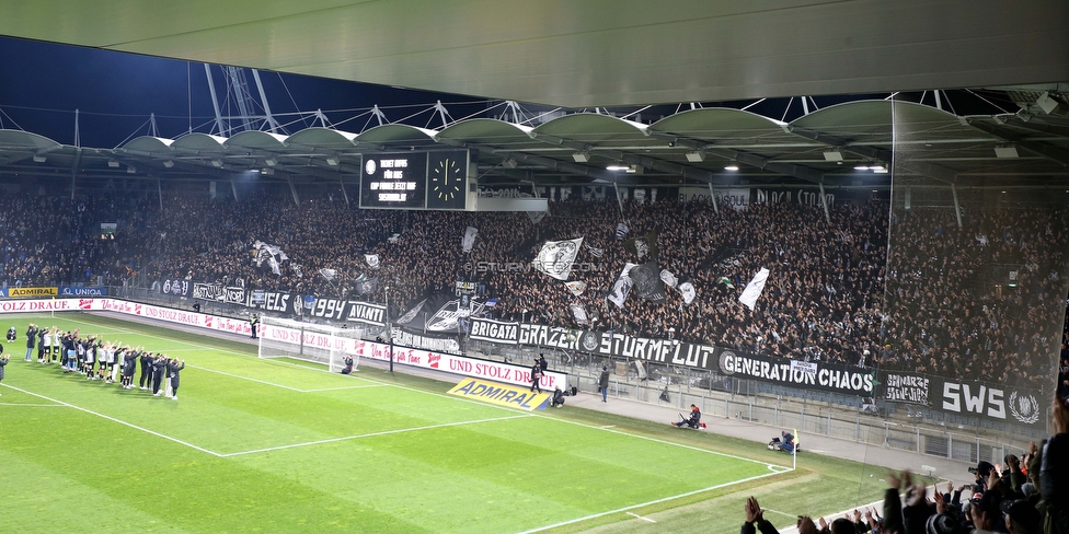 Sturm Graz - LASK
OEFB Cup, Halblfinale, SK Sturm Graz - LASK, Stadion Liebenau Graz, 06.04.2023. 

Foto zeigt die Mannschaft von Sturm und Fans von Sturm
