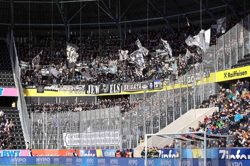 LASK - Sturm Graz
Oesterreichische Fussball Bundesliga, 24. Runde, LASK - SK Sturm Graz, Linzer Stadion Linz, 09.04.2023. 

Foto zeigt Fans von Sturm
