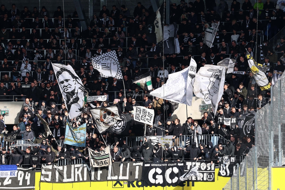 LASK - Sturm Graz
Oesterreichische Fussball Bundesliga, 24. Runde, LASK - SK Sturm Graz, Linzer Stadion Linz, 09.04.2023. 

Foto zeigt Fans von Sturm
