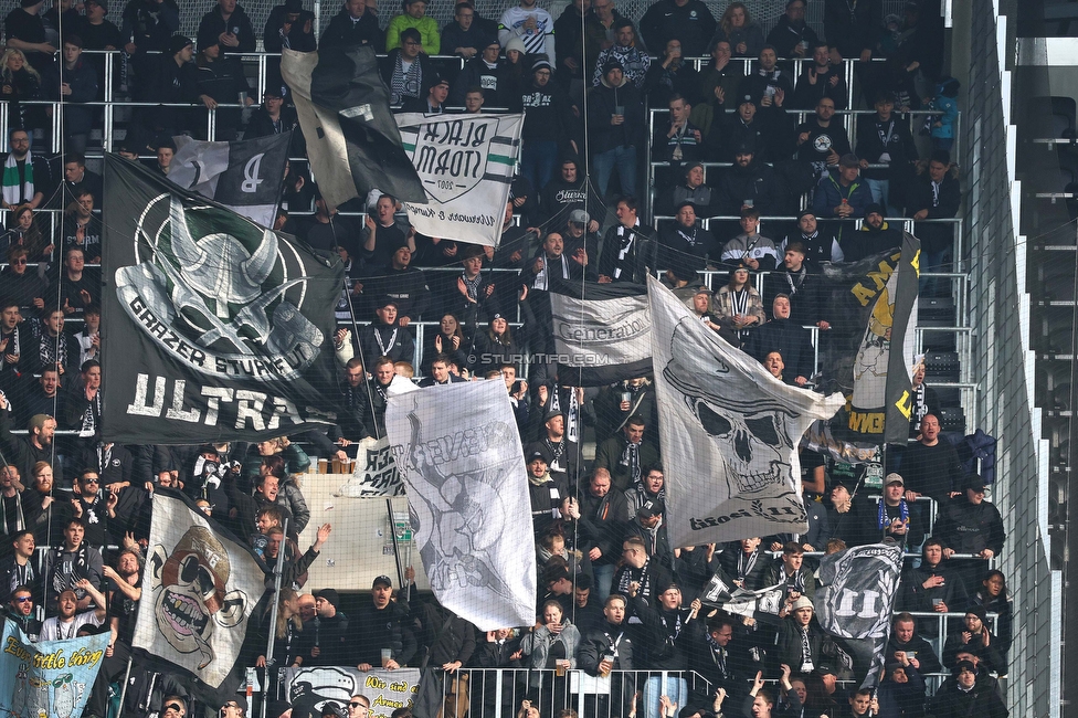 LASK - Sturm Graz
Oesterreichische Fussball Bundesliga, 24. Runde, LASK - SK Sturm Graz, Linzer Stadion Linz, 09.04.2023. 

Foto zeigt Fans von Sturm
