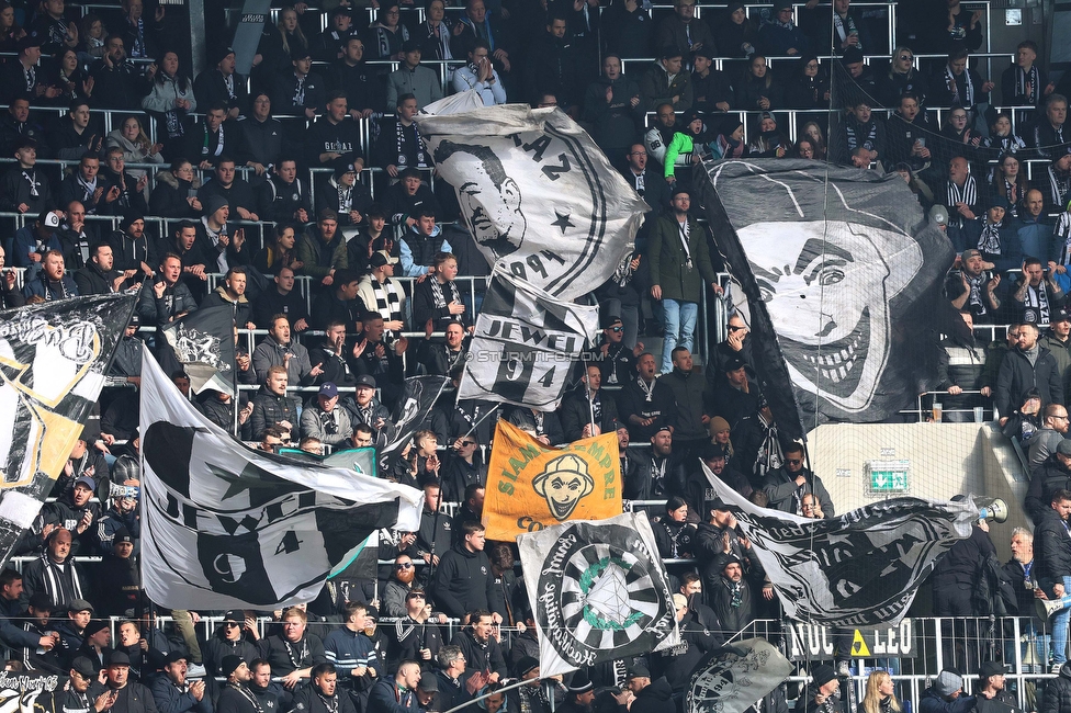 LASK - Sturm Graz
Oesterreichische Fussball Bundesliga, 24. Runde, LASK - SK Sturm Graz, Linzer Stadion Linz, 09.04.2023. 

Foto zeigt Fans von Sturm
