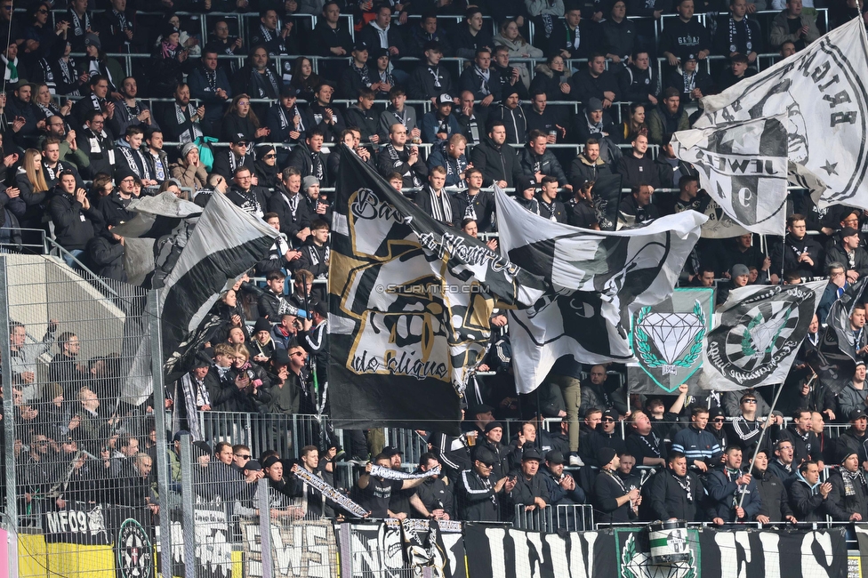 LASK - Sturm Graz
Oesterreichische Fussball Bundesliga, 24. Runde, LASK - SK Sturm Graz, Linzer Stadion Linz, 09.04.2023. 

Foto zeigt Fans von Sturm
