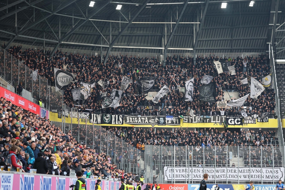 LASK - Sturm Graz
Oesterreichische Fussball Bundesliga, 24. Runde, LASK - SK Sturm Graz, Linzer Stadion Linz, 09.04.2023. 

Foto zeigt Fans von Sturm
