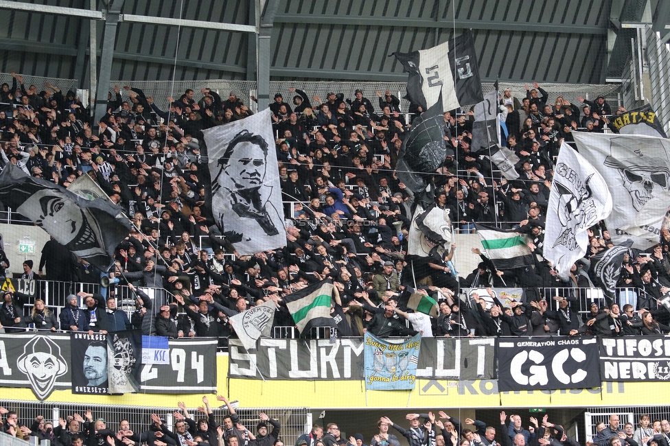 LASK - Sturm Graz
Oesterreichische Fussball Bundesliga, 24. Runde, LASK - SK Sturm Graz, Linzer Stadion Linz, 09.04.2023. 

Foto zeigt Fans von Sturm
