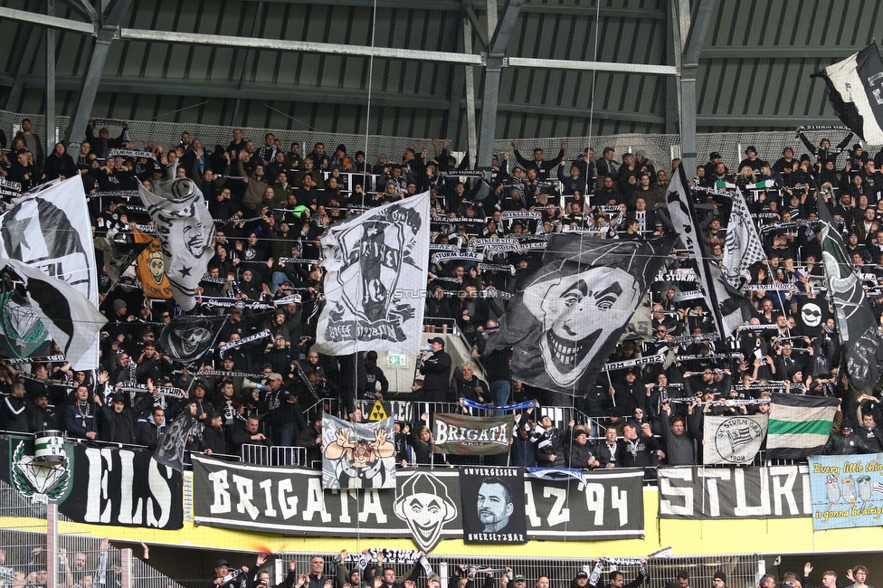 LASK - Sturm Graz
Oesterreichische Fussball Bundesliga, 24. Runde, LASK - SK Sturm Graz, Linzer Stadion Linz, 09.04.2023. 

Foto zeigt Fans von Sturm
