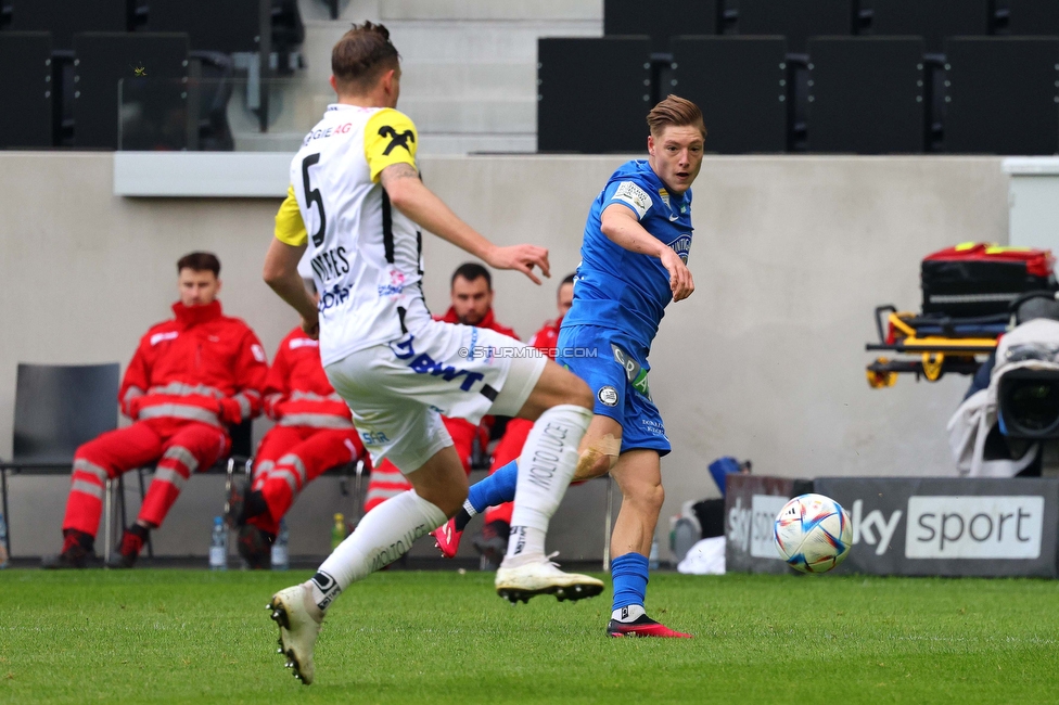 LASK - Sturm Graz
Oesterreichische Fussball Bundesliga, 24. Runde, LASK - SK Sturm Graz, Linzer Stadion Linz, 09.04.2023. 

Foto zeigt Alexander Prass (Sturm)
