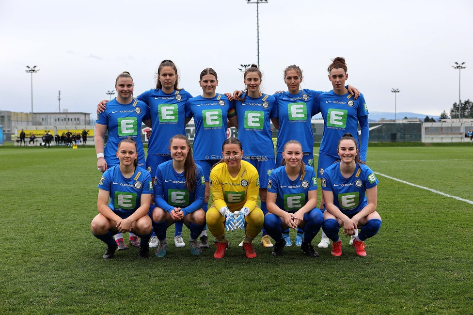 Sturm Damen - Neulengbach
OEFB Frauen Bundesliga, 12. Runde, SK Sturm Graz Damen - USV Neulengbach, Trainingszentrum Messendorf, 15.04.2023. 

Foto zeigt die Mannschaft der Sturm Damen
