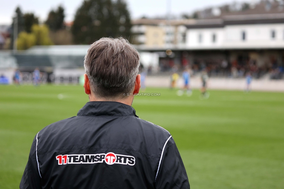 Sturm Damen - Neulengbach
OEFB Frauen Bundesliga, 12. Runde, SK Sturm Graz Damen - USV Neulengbach, Trainingszentrum Messendorf, 15.04.2023. 

Foto zeigt Christian Lang (Cheftrainer Sturm Damen)
