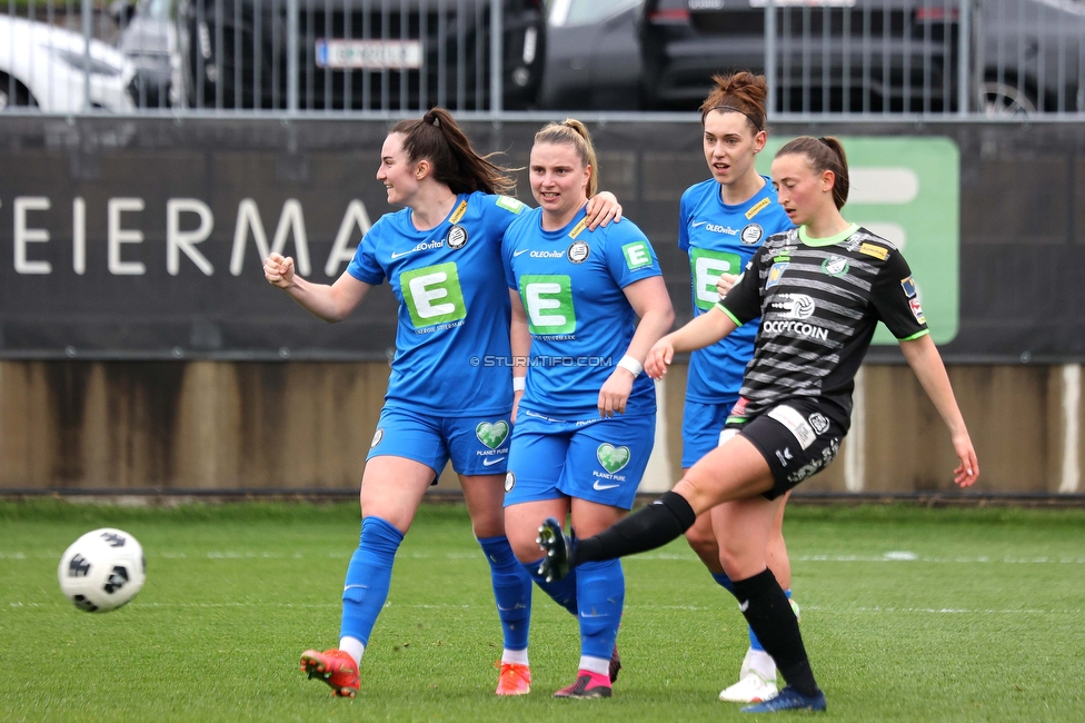 Sturm Damen - Neulengbach
OEFB Frauen Bundesliga, 12. Runde, SK Sturm Graz Damen - USV Neulengbach, Trainingszentrum Messendorf, 15.04.2023. 

Foto zeigt Linda Mittermair (Sturm Damen) und Julia Matuschewski (Sturm Damen)
