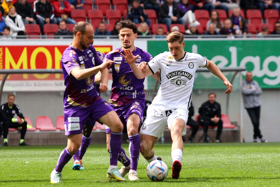 Klagenfurt - Sturm Graz
Oesterreichische Fussball Bundesliga, 25. Runde, Austria Klagenfurt - SK Sturm Graz,  Woerthersee Stadion Klagenfurt, 16.04.2023. 

Foto zeigt Alexander Prass (Sturm)
