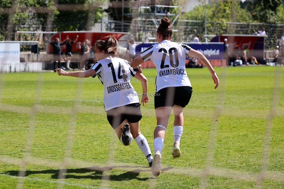 Austria Wien - Sturm
OEFB Frauen Bundesliga, 13. Runde, FK Austria Wien - SK Sturm Graz Damen, GENERALI-Arena Trainingsgelaende Wien, 15.04.2023. 

Foto zeigt Stefanie Grossgasteiger (Sturm Damen) und Laura Krumboeck (Sturm Damen)
