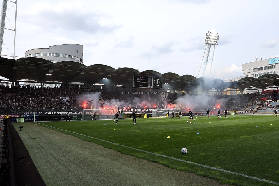 Sturm Graz - Salzburg
Oesterreichische Fussball Bundesliga, 26. Runde, SK Sturm Graz - FC RB Salzburg, Stadion Liebenau Graz, 23.04.2023. 

Foto zeigt Fans von Sturm mit Pyrotechnik
