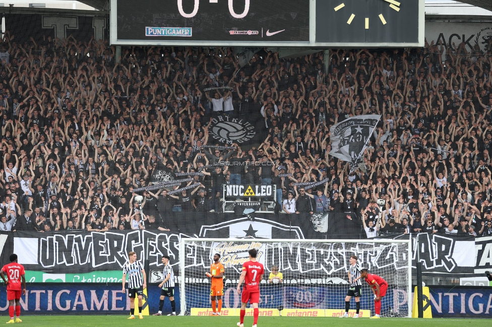 Sturm Graz - Salzburg
Oesterreichische Fussball Bundesliga, 26. Runde, SK Sturm Graz - FC RB Salzburg, Stadion Liebenau Graz, 23.04.2023. 

Foto zeigt Fans von Sturm mit einem Spruchband
Schlüsselwörter: brigata heimo