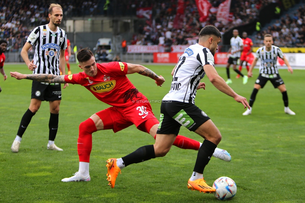 Sturm Graz - Salzburg
Oesterreichische Fussball Bundesliga, 26. Runde, SK Sturm Graz - FC RB Salzburg, Stadion Liebenau Graz, 23.04.2023. 

Foto zeigt Jusuf Gazibegovic (Sturm)
