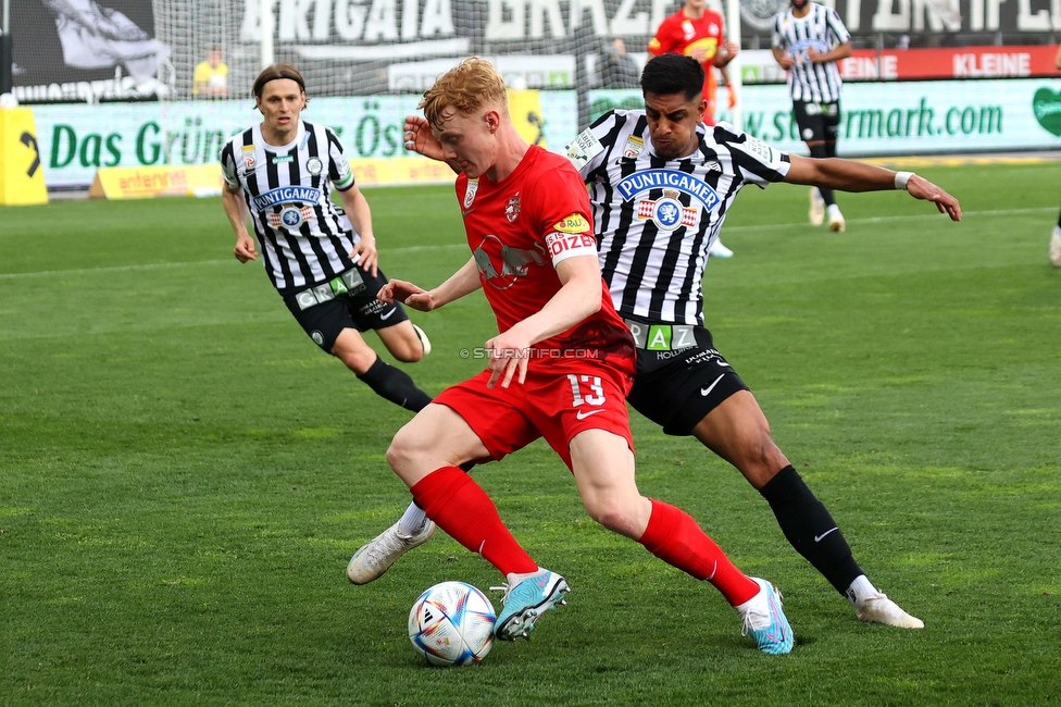 Sturm Graz - Salzburg
Oesterreichische Fussball Bundesliga, 26. Runde, SK Sturm Graz - FC RB Salzburg, Stadion Liebenau Graz, 23.04.2023. 

Foto zeigt Manprit Sarkaria (Sturm)
