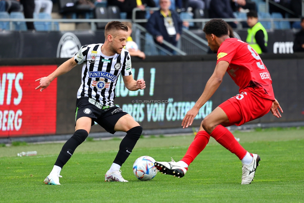 Sturm Graz - Salzburg
Oesterreichische Fussball Bundesliga, 26. Runde, SK Sturm Graz - FC RB Salzburg, Stadion Liebenau Graz, 23.04.2023. 

Foto zeigt Tomi Horvat (Sturm)
