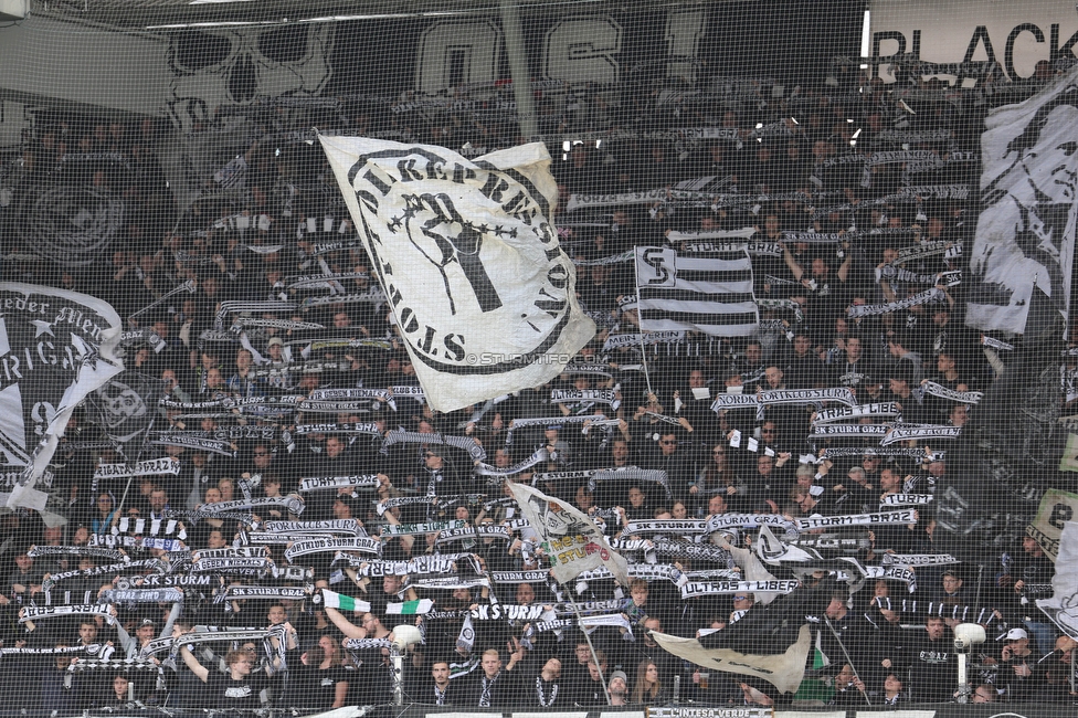 Sturm Graz - Austria Wien
Oesterreichische Fussball Bundesliga, 27. Runde, SK Sturm Graz - FK Austria Wien, Stadion Liebenau Graz, 26.04.2023. 

Foto zeigt Fans von Sturm
Schlüsselwörter: schals