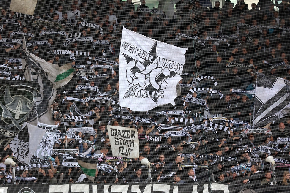 Sturm Graz - Austria Wien
Oesterreichische Fussball Bundesliga, 27. Runde, SK Sturm Graz - FK Austria Wien, Stadion Liebenau Graz, 26.04.2023. 

Foto zeigt Fans von Sturm
Schlüsselwörter: schals generationchaos