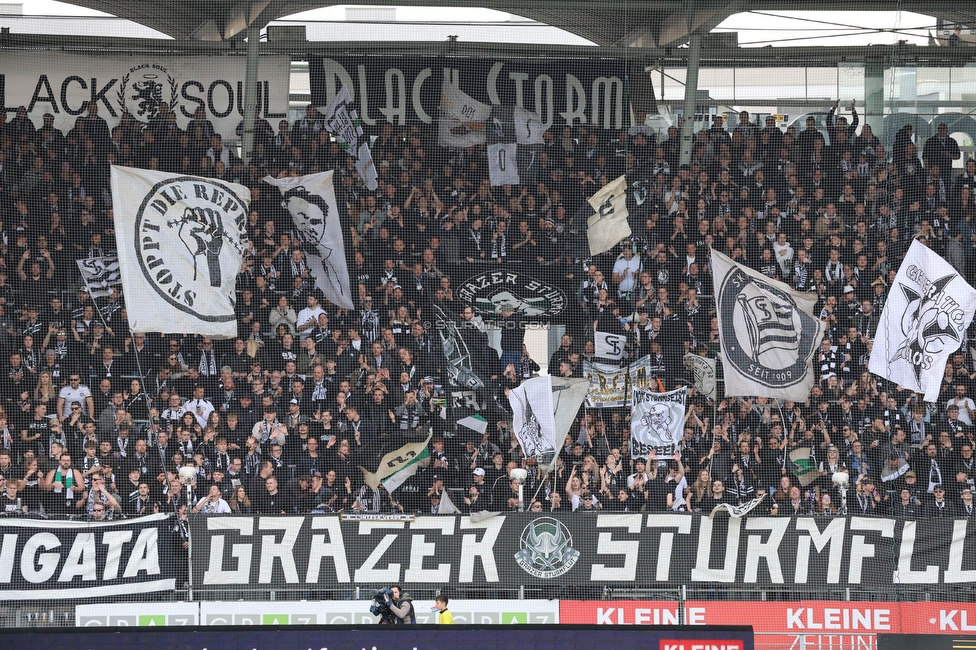 Sturm Graz - Austria Wien
Oesterreichische Fussball Bundesliga, 27. Runde, SK Sturm Graz - FK Austria Wien, Stadion Liebenau Graz, 26.04.2023. 

Foto zeigt Fans von Sturm
Schlüsselwörter: sturmflut