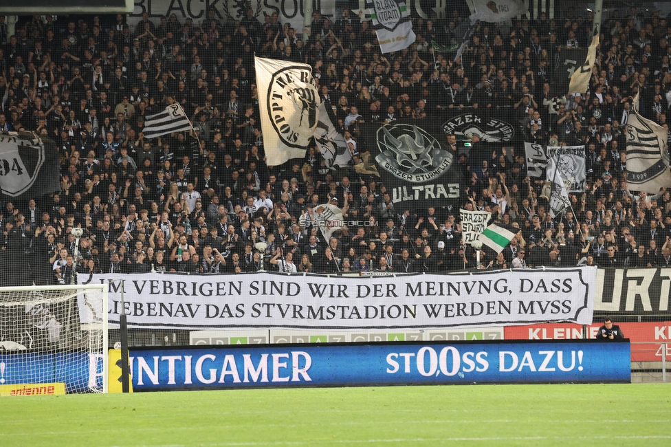 Sturm Graz - Austria Wien
Oesterreichische Fussball Bundesliga, 27. Runde, SK Sturm Graz - FK Austria Wien, Stadion Liebenau Graz, 26.04.2023. 

Foto zeigt Fans von Sturm
