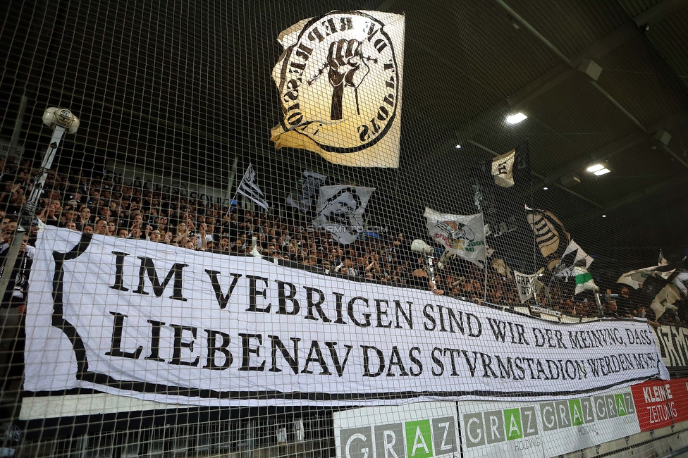 Sturm Graz - Austria Wien
Oesterreichische Fussball Bundesliga, 27. Runde, SK Sturm Graz - FK Austria Wien, Stadion Liebenau Graz, 26.04.2023. 

Foto zeigt Fans von Sturm
