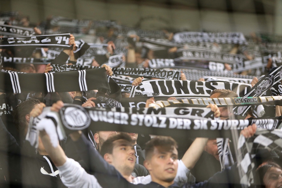 Sturm Graz - Austria Wien
Oesterreichische Fussball Bundesliga, 27. Runde, SK Sturm Graz - FK Austria Wien, Stadion Liebenau Graz, 26.04.2023. 

Foto zeigt Fans von Sturm
Schlüsselwörter: schals