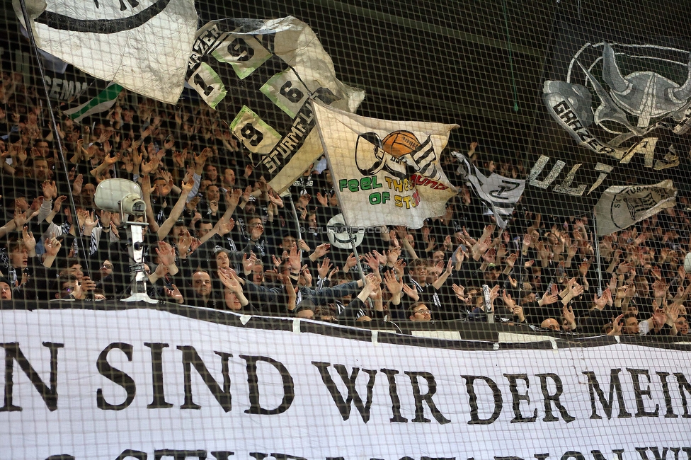 Sturm Graz - Austria Wien
Oesterreichische Fussball Bundesliga, 27. Runde, SK Sturm Graz - FK Austria Wien, Stadion Liebenau Graz, 26.04.2023. 

Foto zeigt Fans von Sturm
