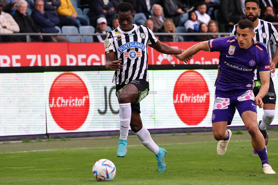 Sturm Graz - Austria Wien
Oesterreichische Fussball Bundesliga, 27. Runde, SK Sturm Graz - FK Austria Wien, Stadion Liebenau Graz, 26.04.2023. 

Foto zeigt Amadou Dante (Sturm)
