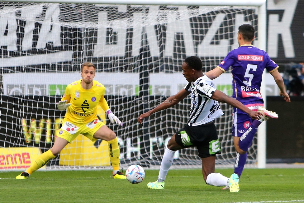 Sturm Graz - Austria Wien
Oesterreichische Fussball Bundesliga, 27. Runde, SK Sturm Graz - FK Austria Wien, Stadion Liebenau Graz, 26.04.2023. 

Foto zeigt Emanuel Emegha (Sturm)
