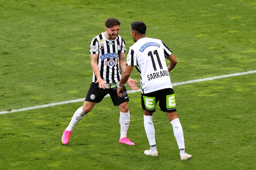 Sturm Graz - Austria Wien
Oesterreichische Fussball Bundesliga, 27. Runde, SK Sturm Graz - FK Austria Wien, Stadion Liebenau Graz, 26.04.2023. 

Foto zeigt Otar Kiteishvili (Sturm) und Manprit Sarkaria (Sturm)
