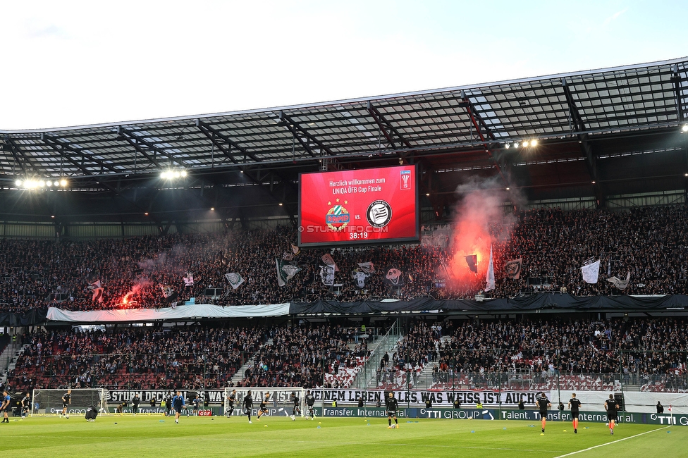 Rapid Wien - Sturm Graz
OEFB Cup, Finale, SK Rapid Wien - SK Sturm Graz, Woerthersee Stadion Klagenfurt, 30.04.2023. 

Foto zeigt die Mannschaft von Sturm und Fans von Sturm
