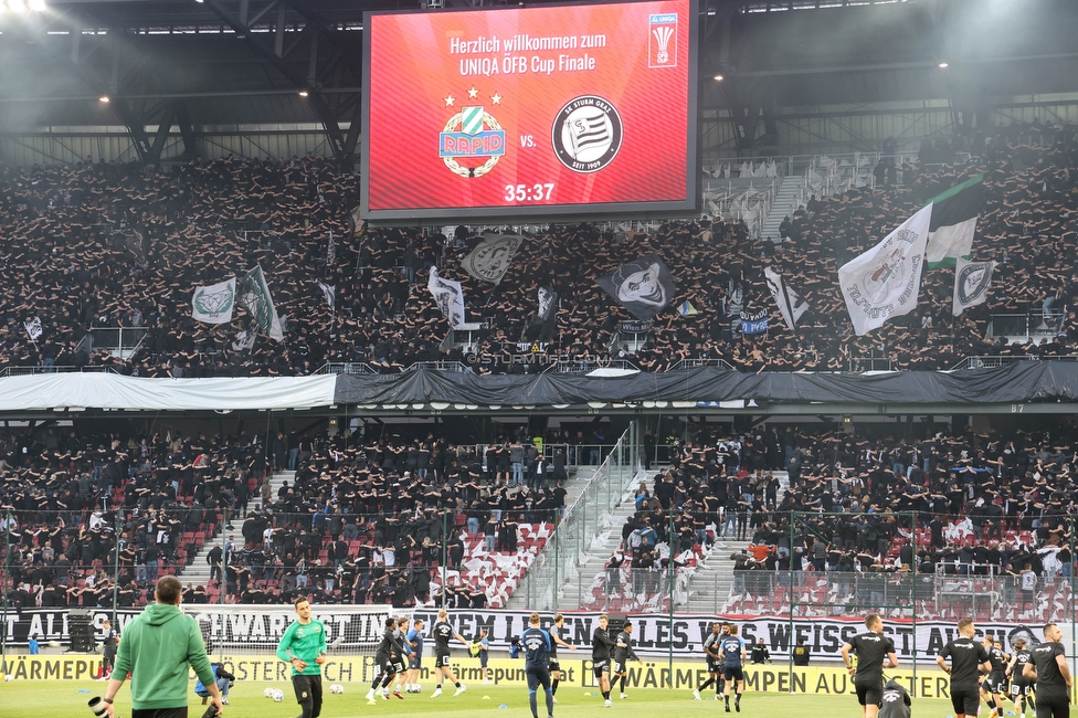 Rapid Wien - Sturm Graz
OEFB Cup, Finale, SK Rapid Wien - SK Sturm Graz, Woerthersee Stadion Klagenfurt, 30.04.2023. 

Foto zeigt Fans von Sturm mit einer Choreografie
