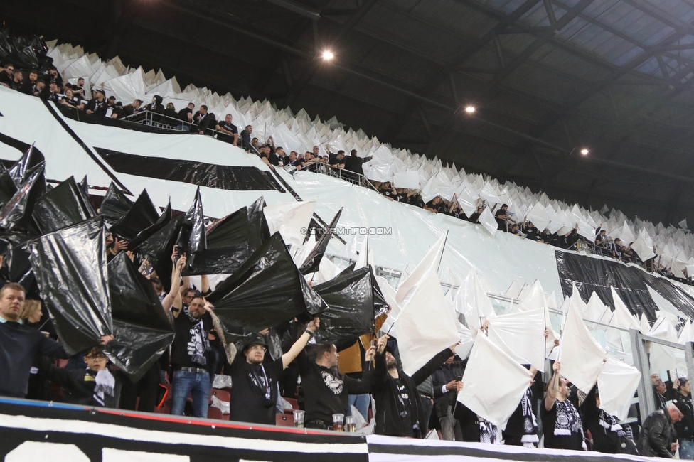 Rapid Wien - Sturm Graz
OEFB Cup, Finale, SK Rapid Wien - SK Sturm Graz, Woerthersee Stadion Klagenfurt, 30.04.2023. 

Foto zeigt Fans von Sturm mit einer Choreografie
