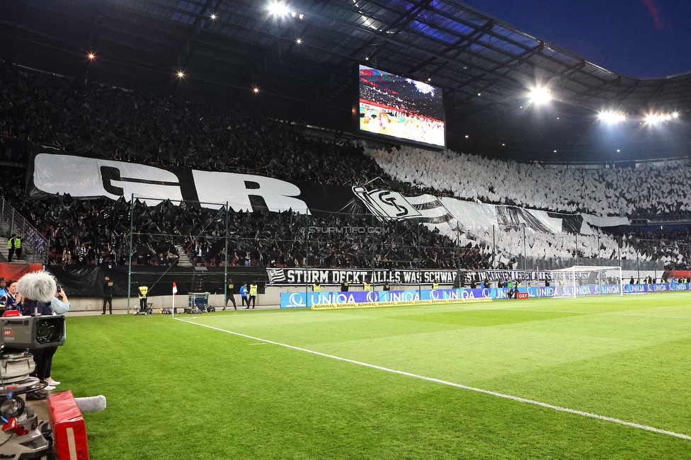 Rapid Wien - Sturm Graz
OEFB Cup, Finale, SK Rapid Wien - SK Sturm Graz, Woerthersee Stadion Klagenfurt, 30.04.2023. 

Foto zeigt Fans von Sturm mit einer Choreografie
