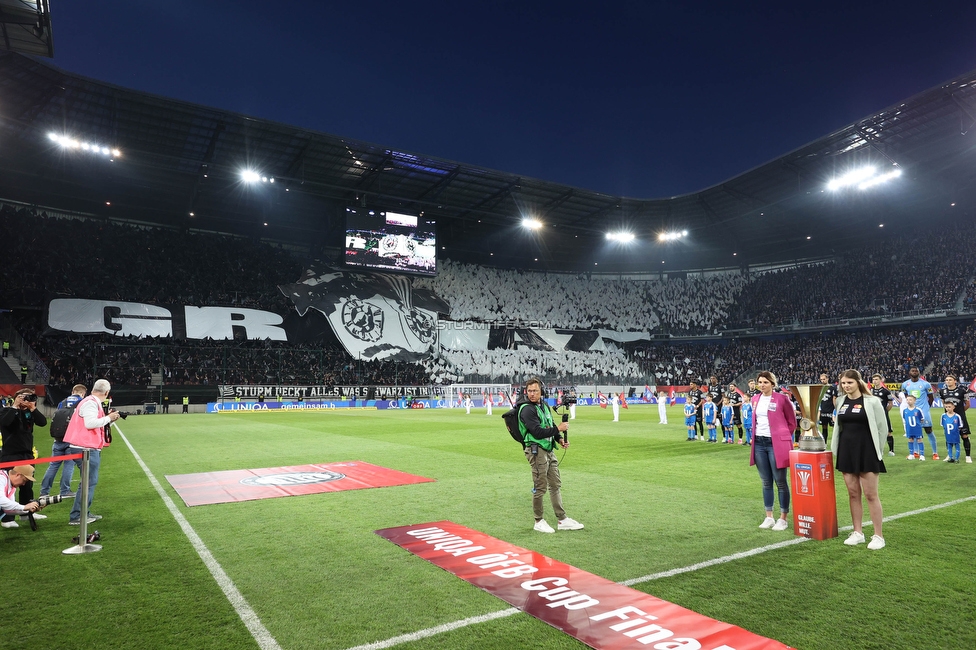 Rapid Wien - Sturm Graz
OEFB Cup, Finale, SK Rapid Wien - SK Sturm Graz, Woerthersee Stadion Klagenfurt, 30.04.2023. 

Foto zeigt Fans von Sturm mit einer Choreografie
