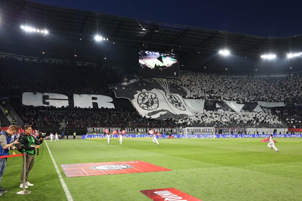 Rapid Wien - Sturm Graz
OEFB Cup, Finale, SK Rapid Wien - SK Sturm Graz, Woerthersee Stadion Klagenfurt, 30.04.2023. 

Foto zeigt Fans von Sturm mit einer Choreografie
