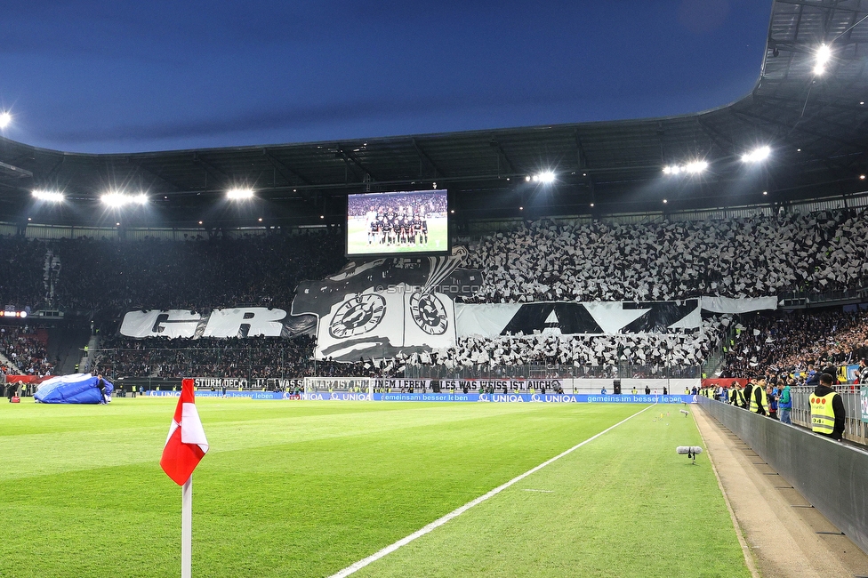 Rapid Wien - Sturm Graz
OEFB Cup, Finale, SK Rapid Wien - SK Sturm Graz, Woerthersee Stadion Klagenfurt, 30.04.2023. 

Foto zeigt Fans von Sturm mit einer Choreografie
