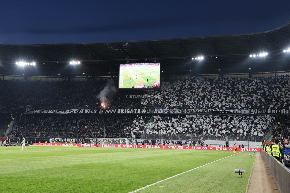 Rapid Wien - Sturm Graz
OEFB Cup, Finale, SK Rapid Wien - SK Sturm Graz, Woerthersee Stadion Klagenfurt, 30.04.2023. 

Foto zeigt Fans von Sturm mit einer Choreografie
