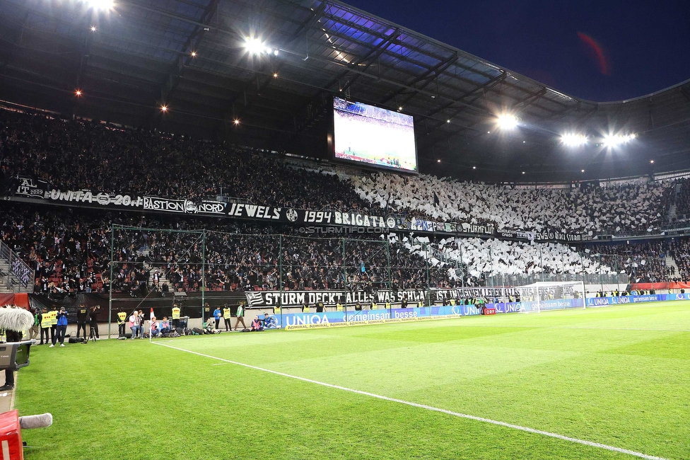 Rapid Wien - Sturm Graz
OEFB Cup, Finale, SK Rapid Wien - SK Sturm Graz, Woerthersee Stadion Klagenfurt, 30.04.2023. 

Foto zeigt Fans von Sturm mit einer Choreografie
