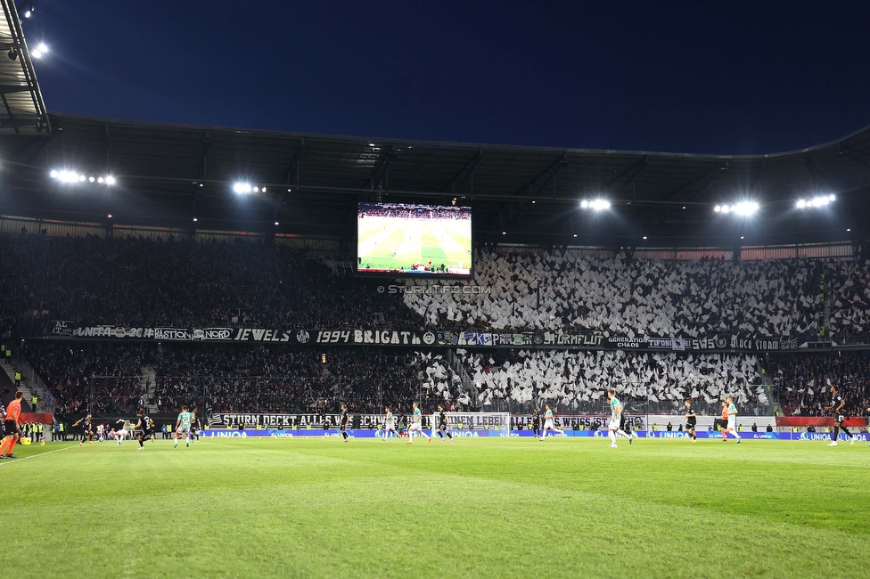 Rapid Wien - Sturm Graz
OEFB Cup, Finale, SK Rapid Wien - SK Sturm Graz, Woerthersee Stadion Klagenfurt, 30.04.2023. 

Foto zeigt Fans von Sturm mit einer Choreografie
