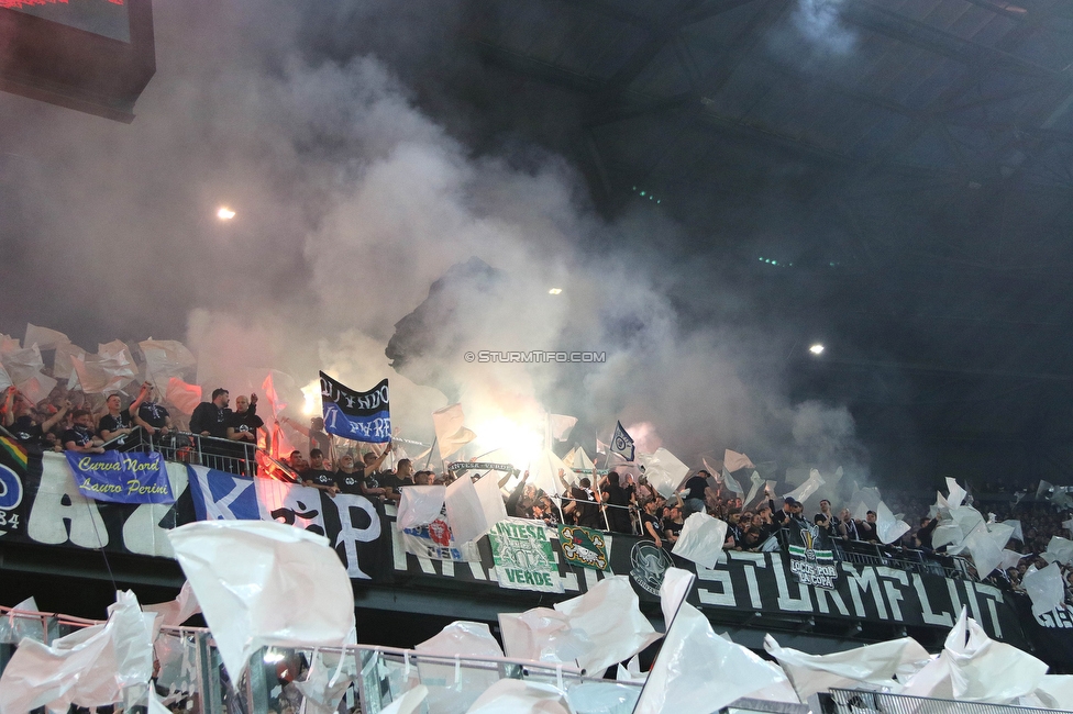 Rapid Wien - Sturm Graz
OEFB Cup, Finale, SK Rapid Wien - SK Sturm Graz, Woerthersee Stadion Klagenfurt, 30.04.2023. 

Foto zeigt Fans von Sturm mit einer Choreografie
Schlüsselwörter: sturmflut