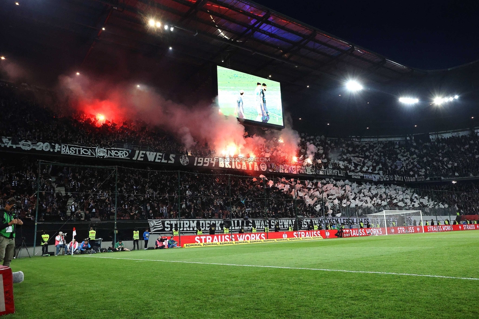 Rapid Wien - Sturm Graz
OEFB Cup, Finale, SK Rapid Wien - SK Sturm Graz, Woerthersee Stadion Klagenfurt, 30.04.2023. 

Foto zeigt Fans von Sturm mit einer Choreografie
