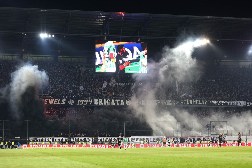 Rapid Wien - Sturm Graz
OEFB Cup, Finale, SK Rapid Wien - SK Sturm Graz, Woerthersee Stadion Klagenfurt, 30.04.2023. 

Foto zeigt Fans von Sturm mit einer Choreografie
Schlüsselwörter: pyrotechnik