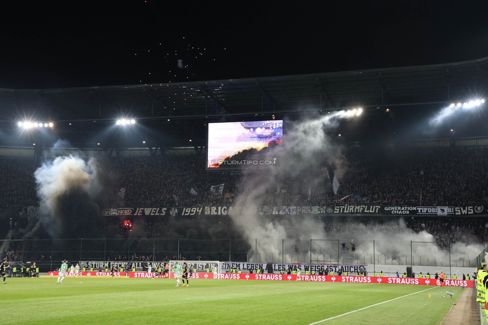 Rapid Wien - Sturm Graz
OEFB Cup, Finale, SK Rapid Wien - SK Sturm Graz, Woerthersee Stadion Klagenfurt, 30.04.2023. 

Foto zeigt Fans von Sturm mit einer Choreografie
Schlüsselwörter: pyrotechnik