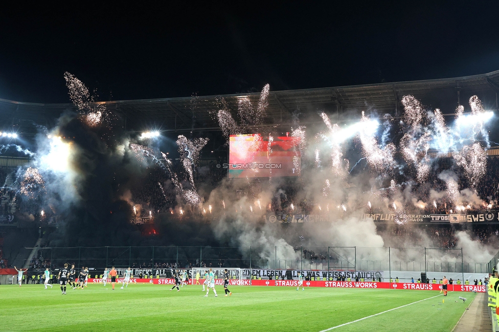 Rapid Wien - Sturm Graz
OEFB Cup, Finale, SK Rapid Wien - SK Sturm Graz, Woerthersee Stadion Klagenfurt, 30.04.2023. 

Foto zeigt Fans von Sturm mit einer Choreografie
Schlüsselwörter: pyrotechnik