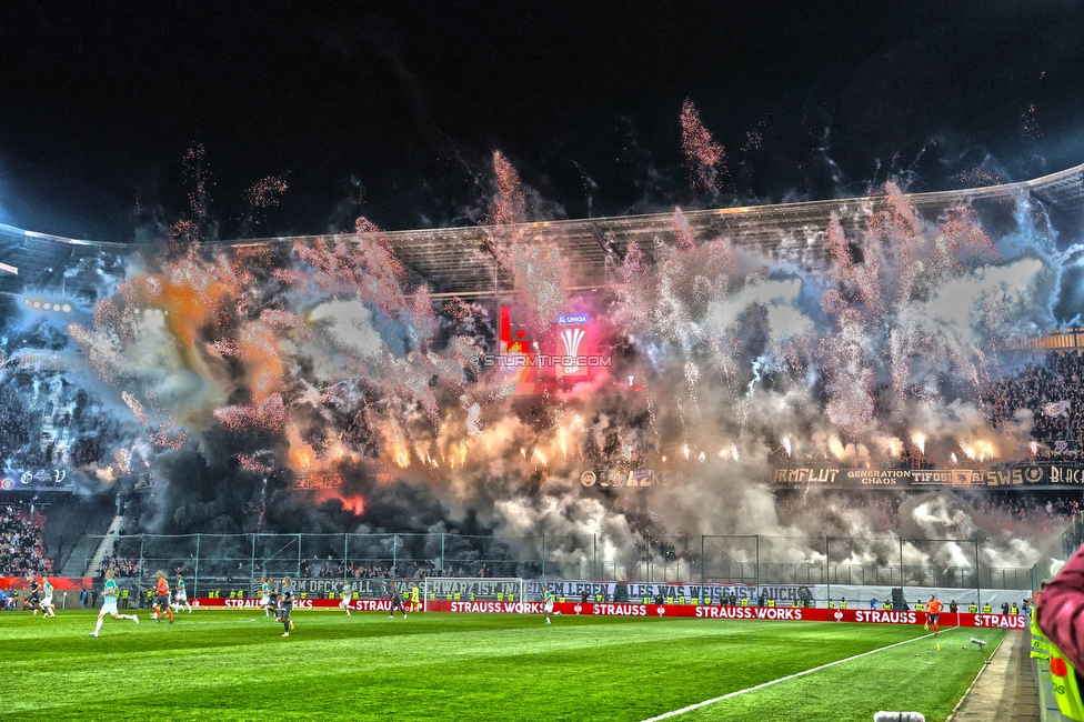 Rapid Wien - Sturm Graz
OEFB Cup, Finale, SK Rapid Wien - SK Sturm Graz, Woerthersee Stadion Klagenfurt, 30.04.2023. 

Foto zeigt Fans von Sturm mit einer Choreografie
Schlüsselwörter: pyrotechnik